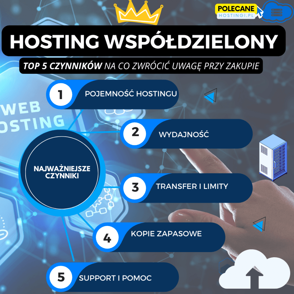 Dobry hosting współdzielony czynniki rankingowe infografika