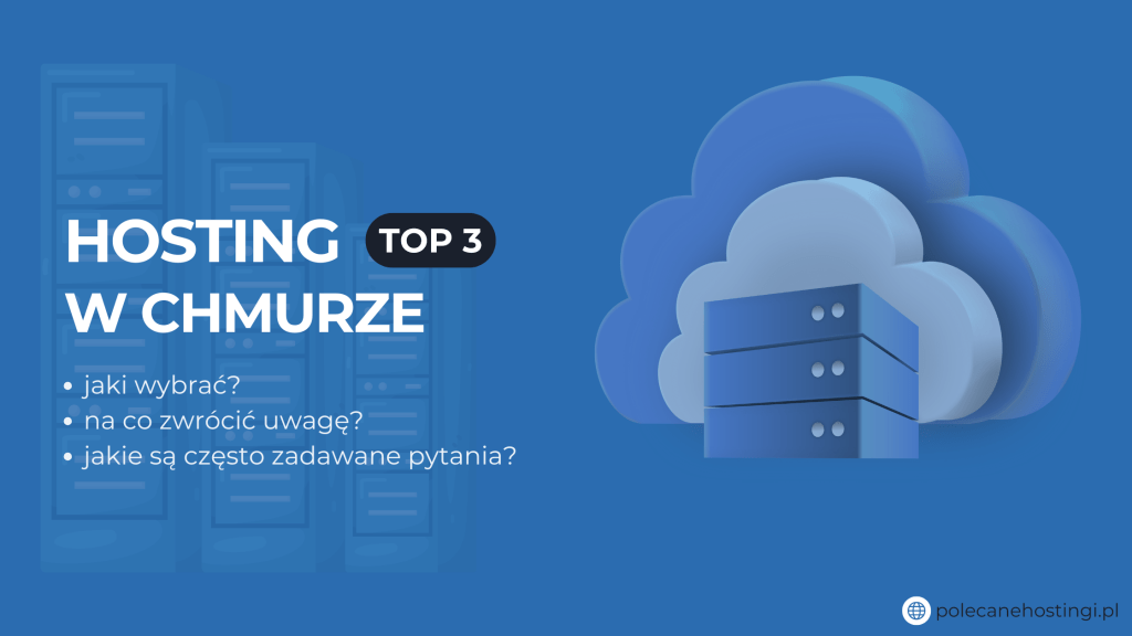 Banner o rankingu Top 3 hostingu w chmurze z ikoną chmury i serwera.
