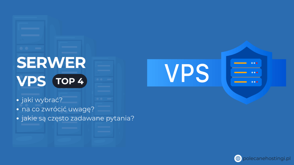 Banner o rankingu Top 4 serwerów VPS z ikoną tarczy i symbolem serwera.
