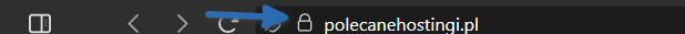 Zamknięta kłódka w pasku adresu przeglądarki obok domeny polecanehostingi.pl