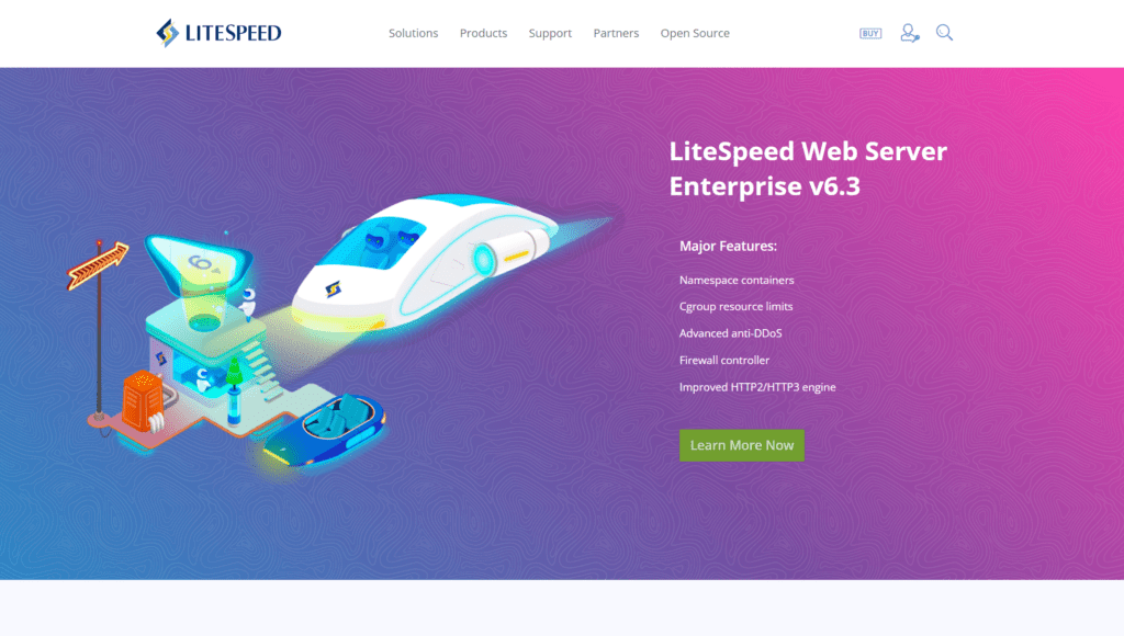 Strona główna LiteSpeed Technologies prezentująca rozwiązania serwerowe