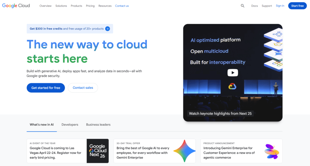 Strona główna platformy Google Cloud Console i Google Cloud Platform