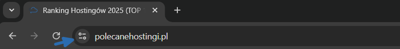 Ikona ustawień i opcji bezpieczeństwa w pasku adresu przeglądarki.