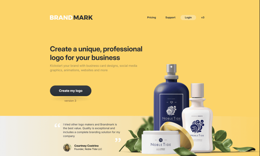 Serwis Brandmark oferujący unikalne projekty logo dla biznesu.