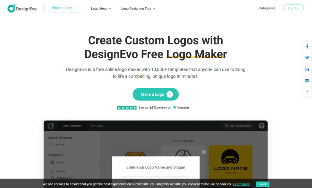 Biblioteka szablonów i edytor logo w serwisie DesignEvo.