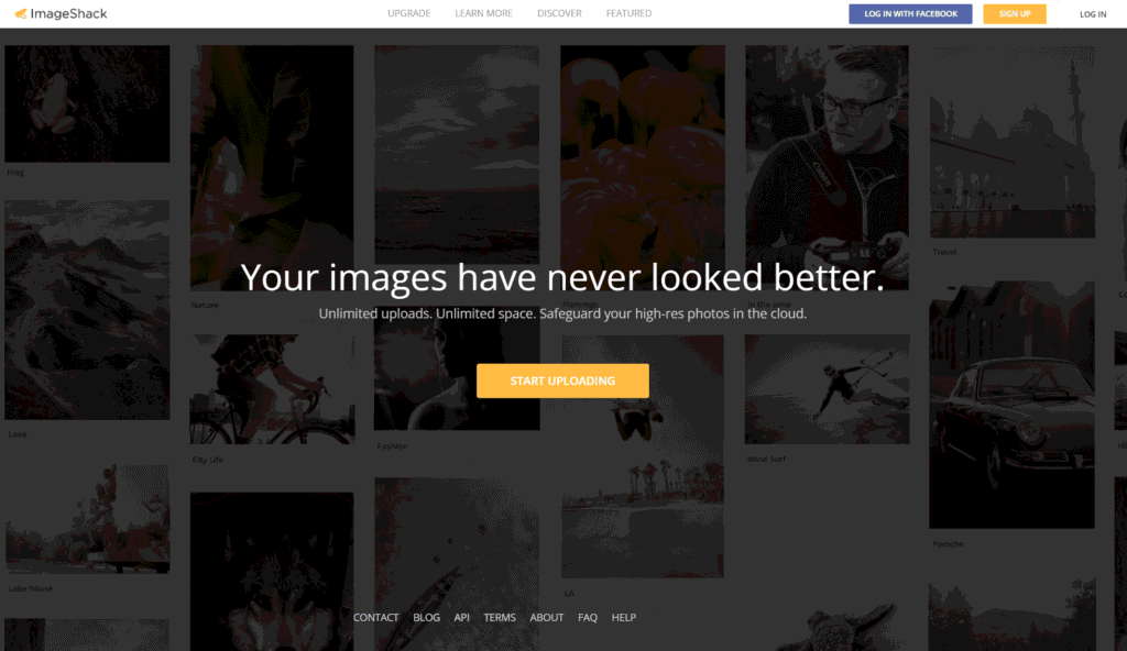 Galeria zdjęć w tle strony głównej serwisu ImageShack.