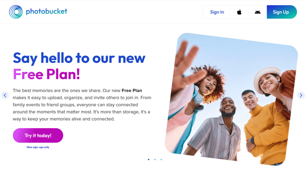 Grafika promocyjna nowego darmowego planu w serwisie Photobucket.